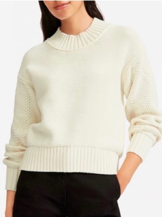 Everlane Sweaters - Everlane The Texture Cotton Cable Sweater Bone S
